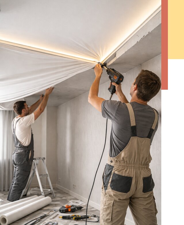 Монтаж натяжного потолка с подсветкой в Геленджике от 987 руб. | ОТДЕЛОЧНИК-Глн