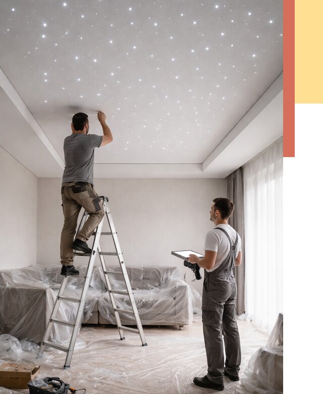 Монтаж натяжного потолка «звездное небо» в Геленджике от 6756 руб. | ОТДЕЛОЧНИК-Глн