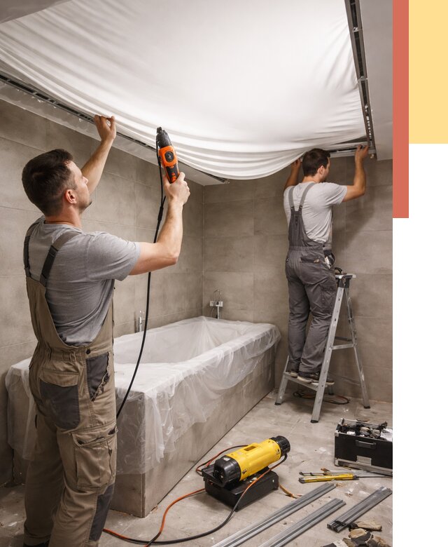 Монтаж натяжного потолка в ванной в Геленджике от 1247 руб. под ключ | ОТДЕЛОЧНИК-Глн