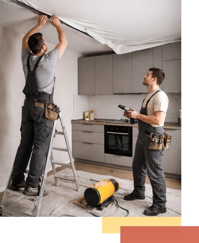 Монтаж натяжного потолка на кухне в Геленджике