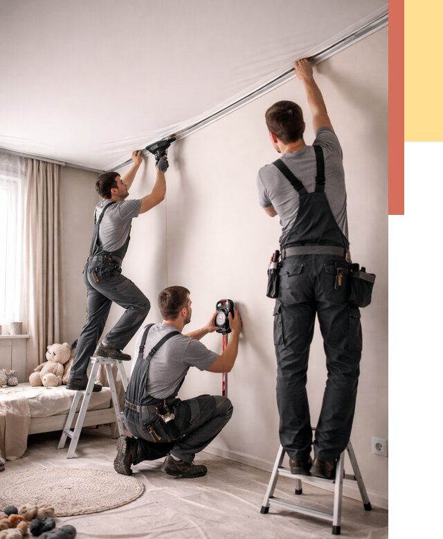 Монтаж натяжного потолка в детской в Геленджике от 3638 руб. — быстро и недорого | ОТДЕЛОЧНИК-Глн