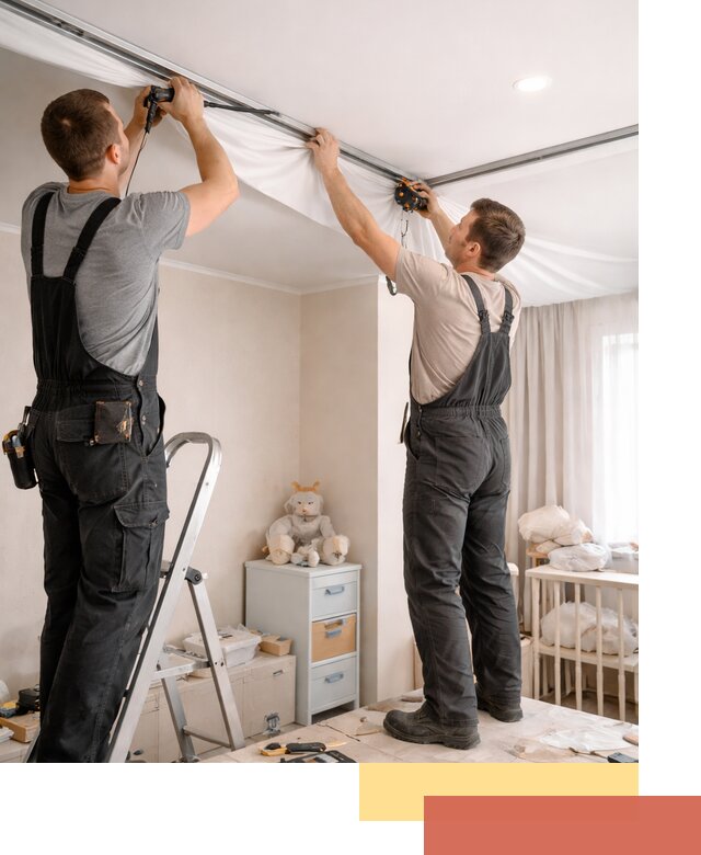 Монтаж натяжного потолка в детской комнате в Геленджике