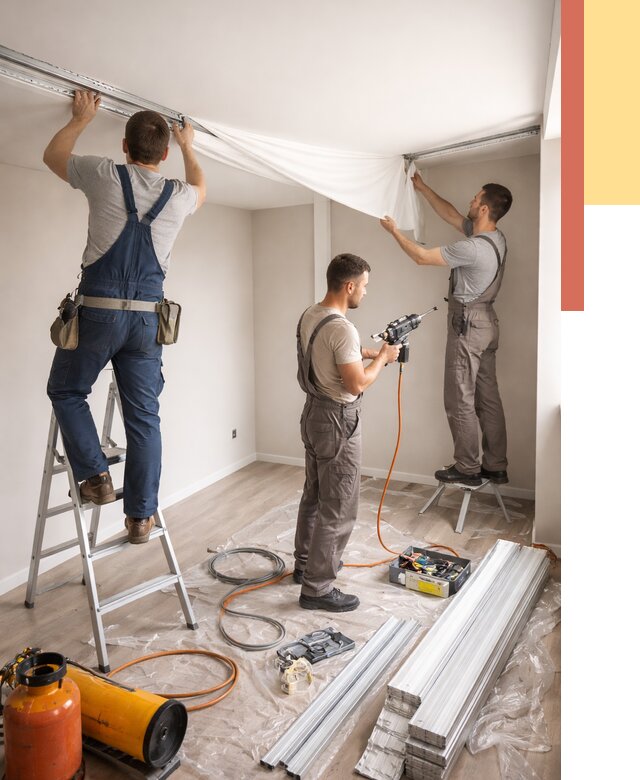 Монтаж натяжного потолка в студии в Геленджике от 5717 руб. — быстро и недорого | ОТДЕЛОЧНИК-Глн