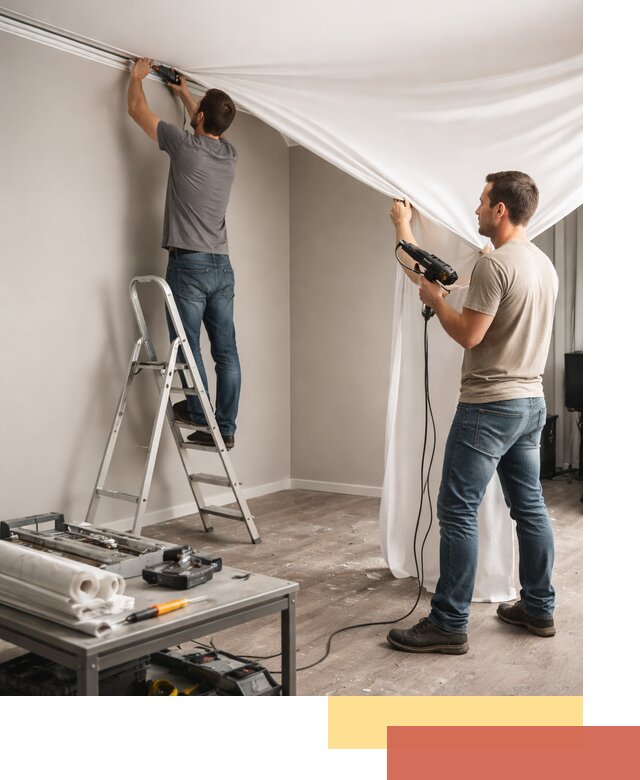 Монтаж натяжного потолка в студии в Геленджике