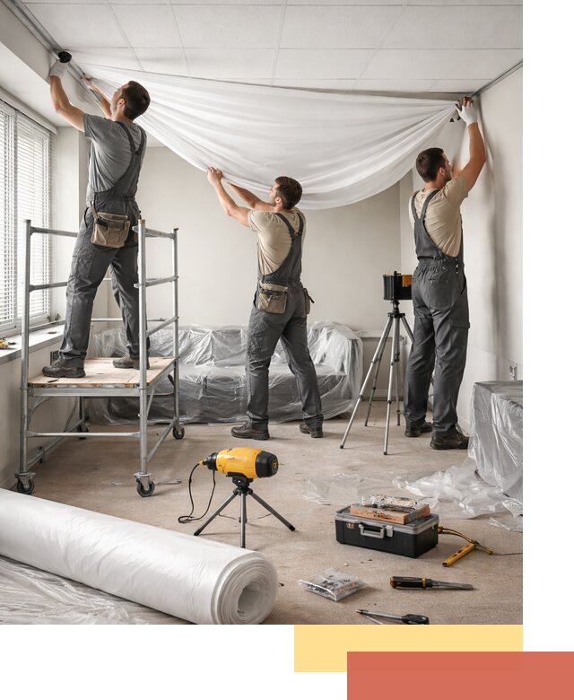 Монтаж натяжного потолка в офисе в Геленджике