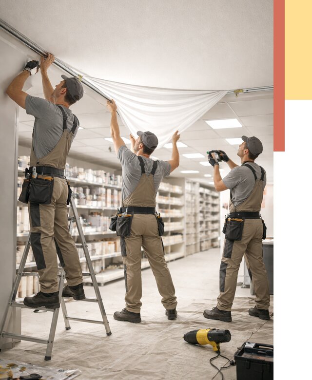 Монтаж натяжного потолка в магазине в Геленджике от 4677 руб. быстро и недорого | ОТДЕЛОЧНИК-Глн