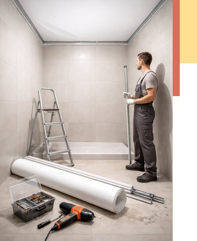 Монтаж натяжного потолка в санузле в Геленджике от 1923 руб. — ОТДЕЛОЧНИК-Глн