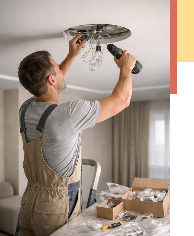 Установка люстры в натяжной потолок в Геленджике от 1247 руб. | Быстро и недорого — ОТДЕЛОЧНИК-Глн