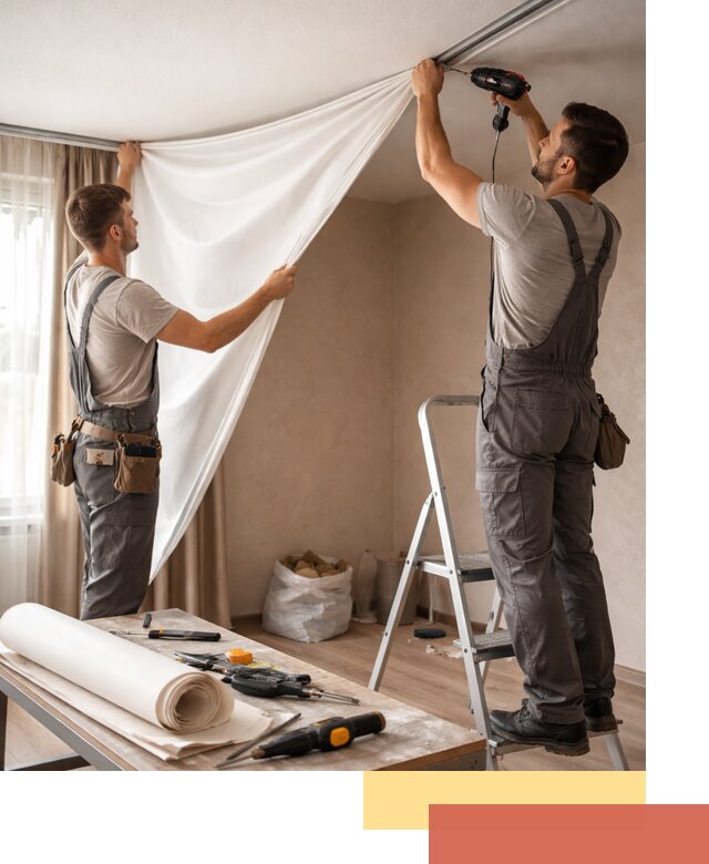 Замена полотна натяжного потолка в Геленджике быстро и качественно