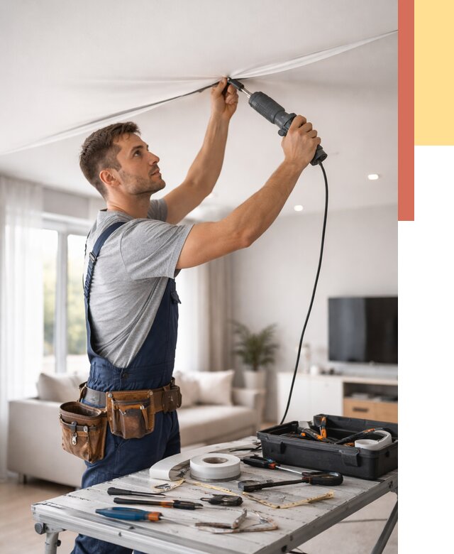 Ремонт натяжных потолков в Геленджике от 9874 руб. под ключ — ОТДЕЛОЧНИК-Глн