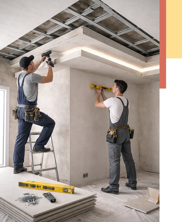 Двухуровневый потолок из гипсокартона в Геленджике от 1507 руб. под ключ | ОТДЕЛОЧНИК-Глн