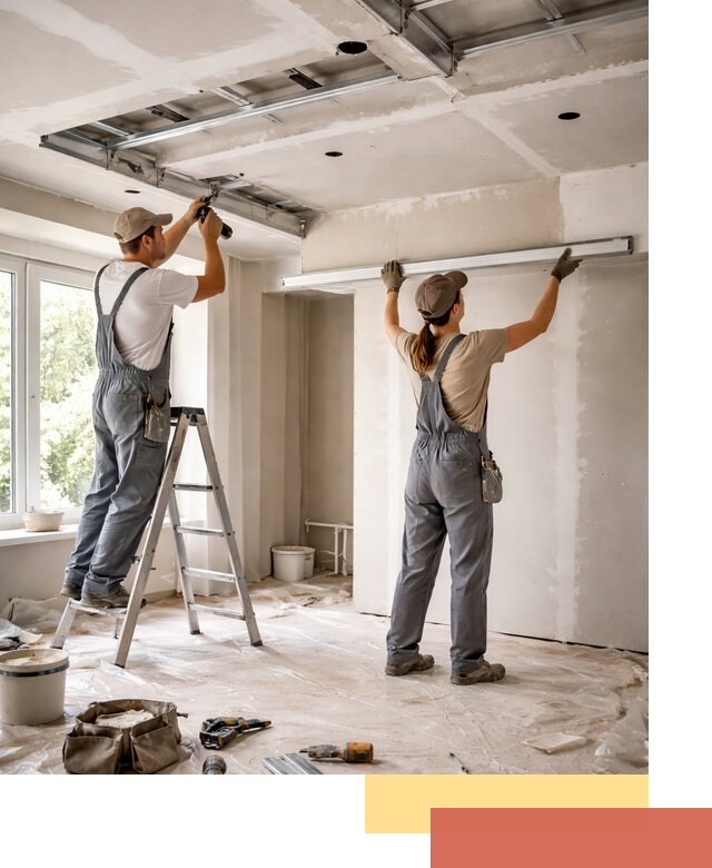 Монтаж многоуровневого потолка из гипсокартона в Геленджике