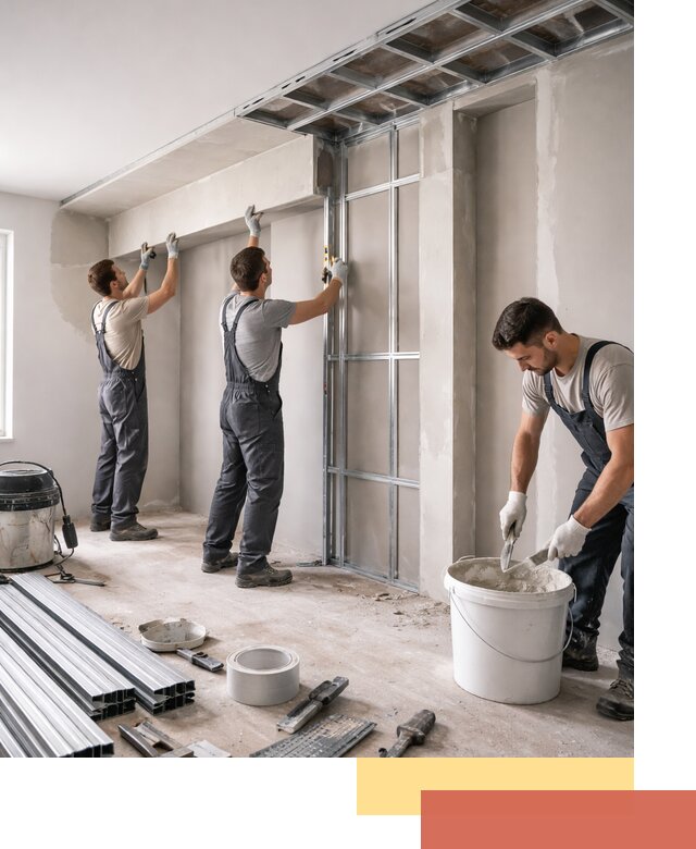 Монтаж потолка из гипсокартона с нишей в Геленджике