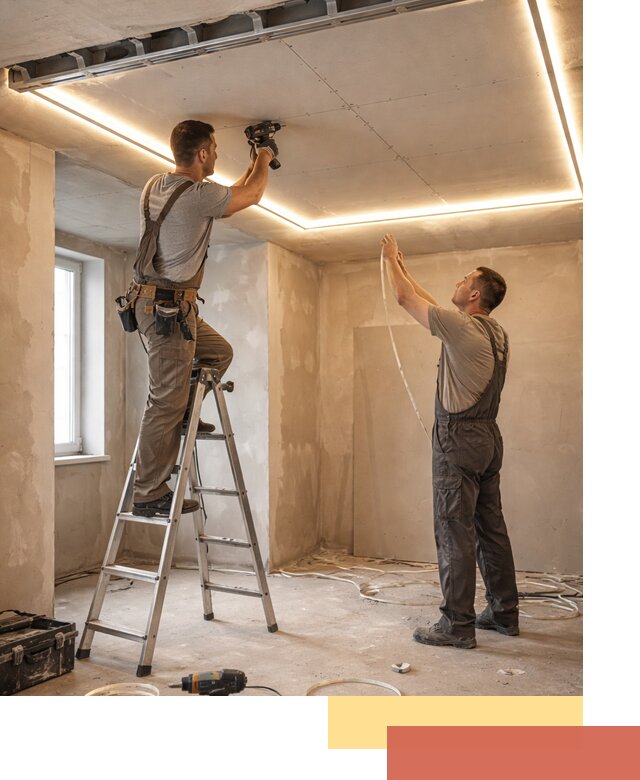 Потолок из гипсокартона с подсветкой в Геленджике