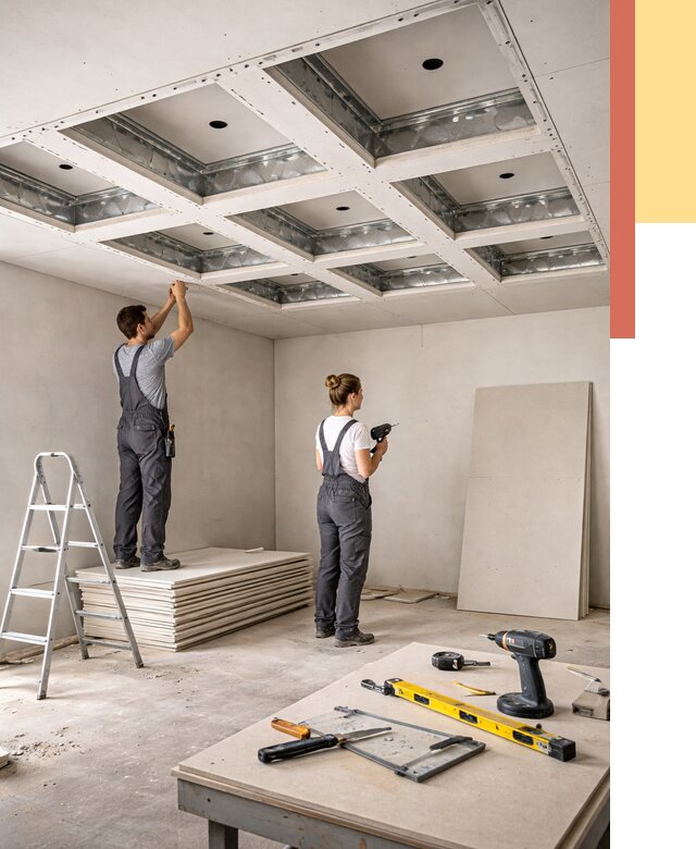 Кессонный потолок из гипсокартона в Геленджике от 1923 руб. — монтаж и под ключ | ОТДЕЛОЧНИК-Глн