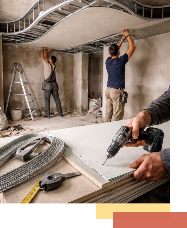 Криволинейный потолок из гипсокартона в Геленджике — монтаж и отделка