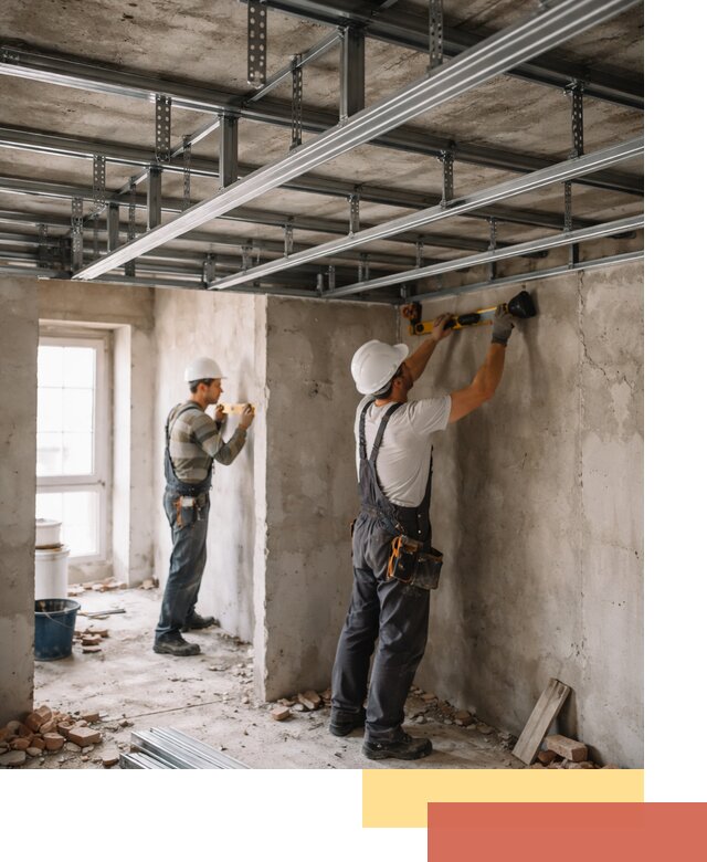 Монтаж каркаса потолка из профильного профиля в Геленджике