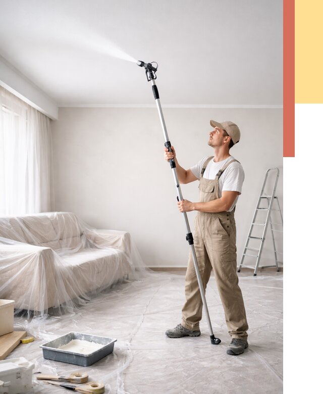 Покраска потолка краскопультом в Геленджике от 4677 руб. быстро и недорого | ОТДЕЛОЧНИК-Глн