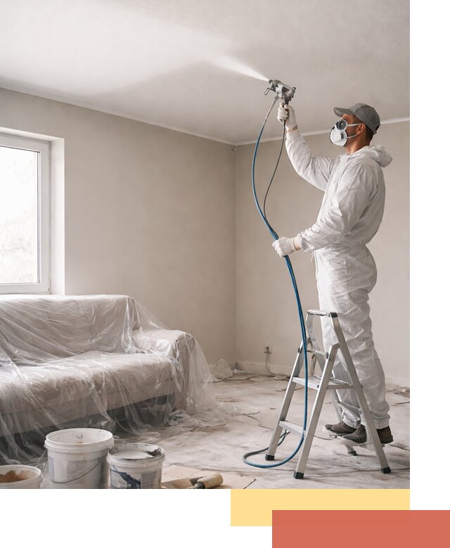 Покраска потолка краскопультом в Геленджике быстро и качественно