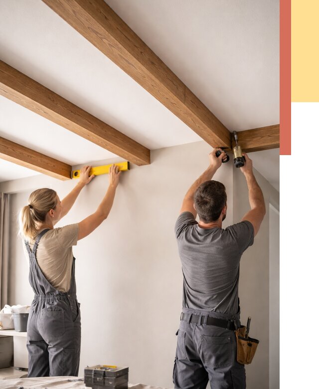 Монтаж декоративных балок на потолок в Геленджике от 4365 руб. — ОТДЕЛОЧНИК-Глн